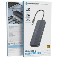 Powerology 12-in-1 USB-C Multi-Port HUB - Gray (4)