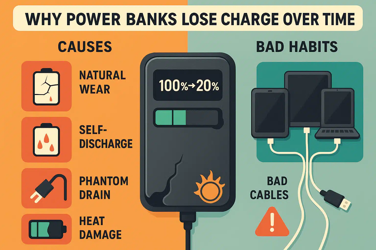 تصویر اینفوگرافی از قابلیت های و ویژگی های یک پاور بانک