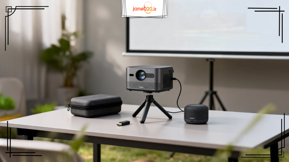 تصویری از پرژکتور و پرده نمایش