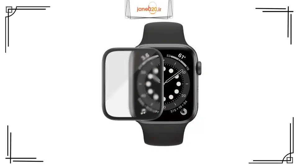 تصویری از یک ساعت اپل واچ و یکی از مدل های گلس ساعت