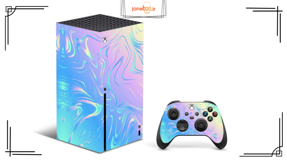 تصویری از کنسول و دسته بازی با برچسب ساده تر