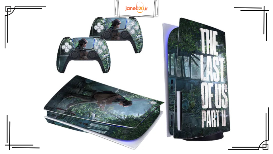 تصویری از کنسوب بازی و دسته با طرح برچسب شخصی سازی شده