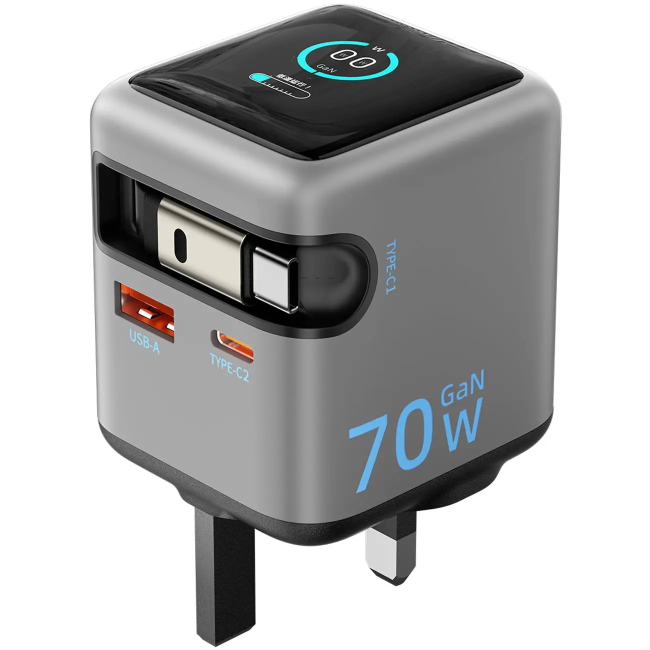 powerology-halo-dual-port-gan-charger شارژر دیواری 70 واتی پاورولوژی مدل PWCUQC051 هوشمند - Image 1
