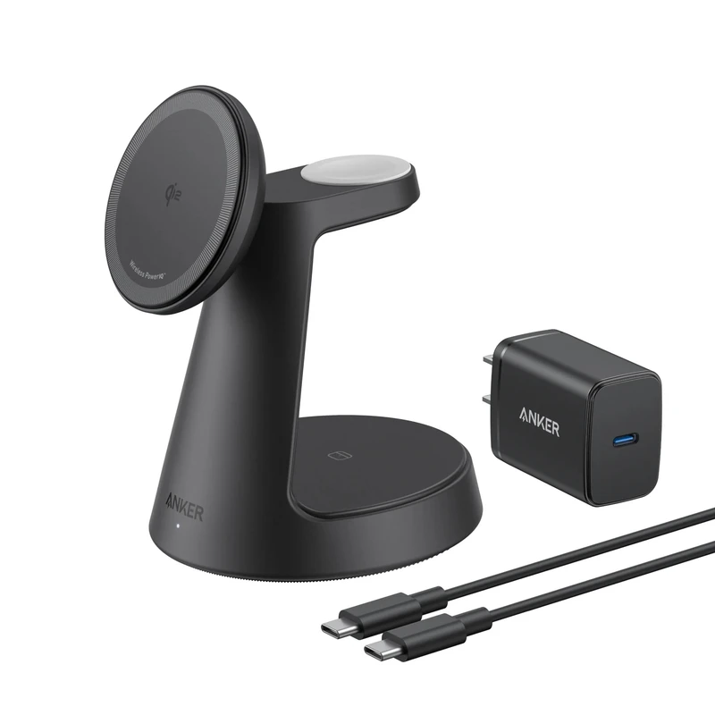 anker-b25m4-3in1-magnetic-wireless-charger-6 شارژر بیسیم ۳ کاره مگنتی انکر مدل B25M4 توان ۱۵ وات - Image 1