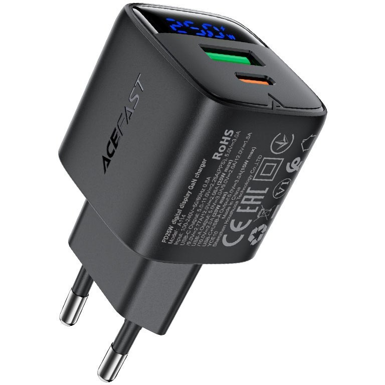 acefast-a114-25w-gan-dual-usb-c-wall-charger شارژر دیواری ACEFAST A114 25W دو پورت USB-C فست شارژ - Image 1